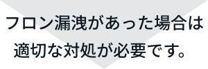 フロン漏洩があった場合は適切な対処が必要です。